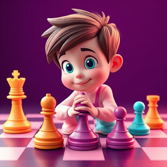 Kids playing chess and smiling